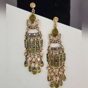 Liz Claiborne Gold-Tone Olive and Champagne Chandelier Earrings
